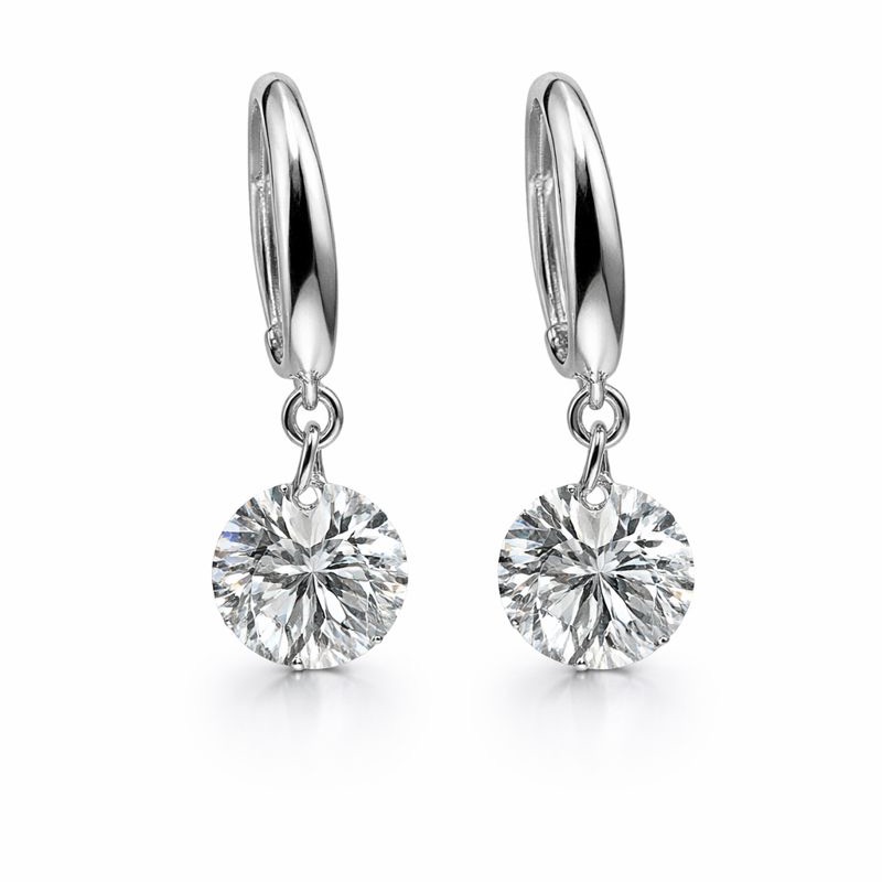 2 Ct 2 Moissanite Diamond Round Dangle Earrings 2 Ct 2 Moissanite Diamond Round Dangle Earrings